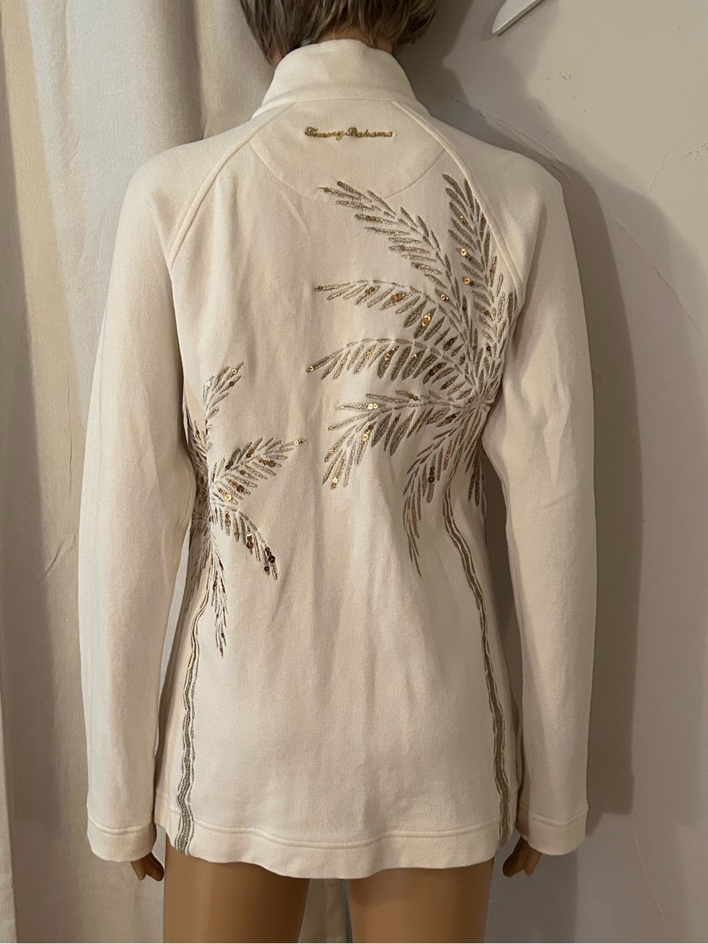 Tommy Bahama Women’s Size Small White Full Zip Long‎ Sleeve Cotton Jacket - Picture 4 of 13